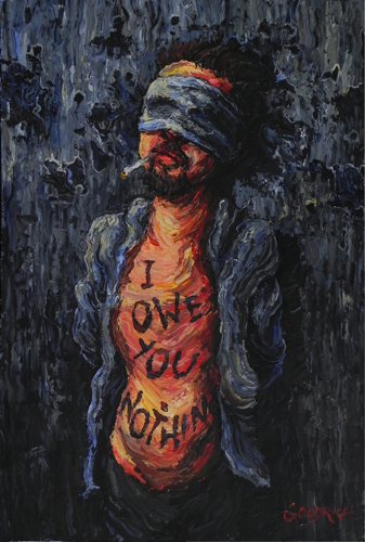 Self Portrait, Defiant, execution, expressionism, David Goodrich